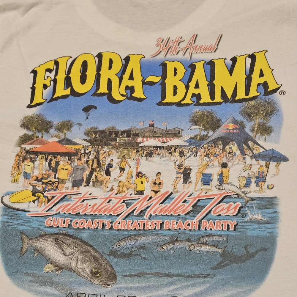 Men's White Flora-Bama T-Shirt in Large